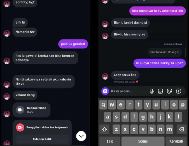 Dugaan chat mesum Hokky Caraka. [X @BobotohMalaysia]